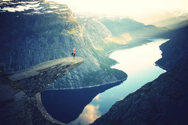 défi, canyon, beauté, yoga